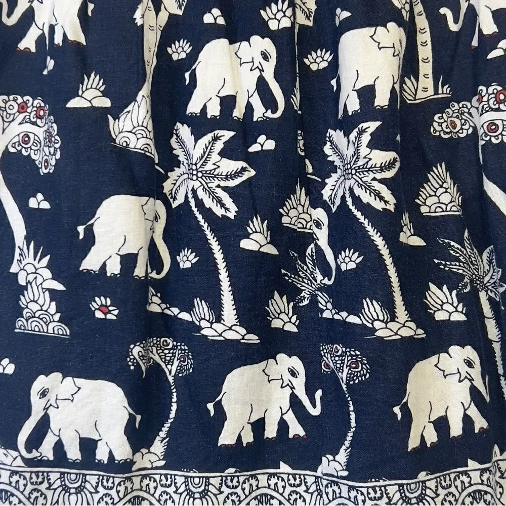 Loft linen blend  Elephant Print Skirt mp - Picture 14 of 16